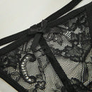 Set de 3 piezas de pantis de encaje transparente con diseno de lazo sexy para mujer