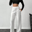 Pantalones de mujer con cintura ajustable por cordon y contraste de color