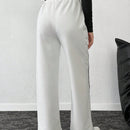 Pantalones de mujer con cintura ajustable por cordon y contraste de color