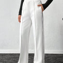 Pantalones de mujer con cintura ajustable por cordon y contraste de color