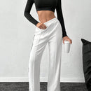 Pantalones de mujer con cintura ajustable por cordon y contraste de color