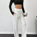 Pantalones de mujer con cintura ajustable por cordon y contraste de color