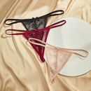 Set de 3 piezas de pantis de encaje transparente con diseno de lazo sexy para mujer