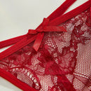 Set de 3 piezas de pantis de encaje transparente con diseno de lazo sexy para mujer