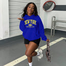 Essnce sudadera con capucha informal con cordon y estampa de letras, talla grande, para otono/invierno