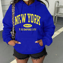 Essnce sudadera con capucha informal con cordon y estampa de letras, talla grande, para otono/invierno