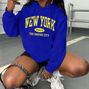 Essnce sudadera con capucha informal con cordon y estampa de letras, talla grande, para otono/invierno