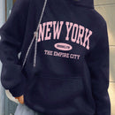 Essnce sudadera con capucha informal con cordon y estampa de letras, talla grande, para otono/invierno
