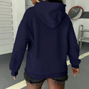 Essnce sudadera con capucha informal con cordon y estampa de letras, talla grande, para otono/invierno