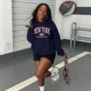 Essnce sudadera con capucha informal con cordon y estampa de letras, talla grande, para otono/invierno
