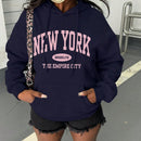 Essnce sudadera con capucha informal con cordon y estampa de letras, talla grande, para otono/invierno
