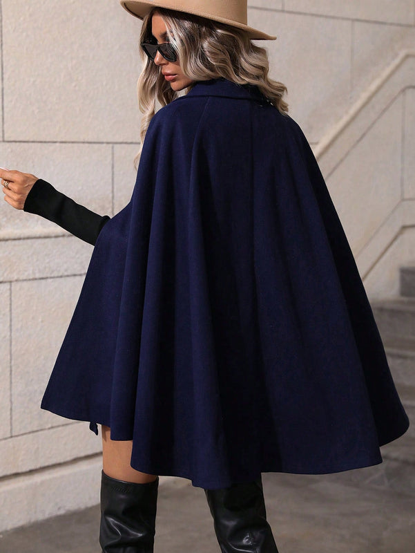 Clasi abrigo suelto con doble botonadura de moda para mujer en otono