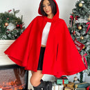 Ezwear capa con capucha de unicolor para mujer, elegante abrigo de invierno