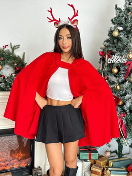 Ezwear capa con capucha de unicolor para mujer, elegante abrigo de invierno