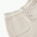 Motf premium pantalones de pernera ancha con bolsillo de parche y cierre de botones de lana
