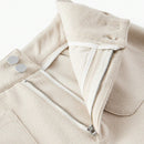 Motf premium pantalones de pernera ancha con bolsillo de parche y cierre de botones de lana