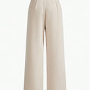 Motf premium pantalones de pernera ancha con bolsillo de parche y cierre de botones de lana