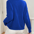 Lune cardigan casual de una sola botonadura de manga larga con caida en los hombros, de color liso, para otono/invierno, para mujer