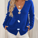 Lune cardigan casual de mujer de un solo botonadura, de manga larga y hombros caidos, en unicolor, para otono/invierno