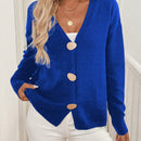 Lune cardigan casual de una sola botonadura de manga larga con caida en los hombros, de color liso, para otono/invierno, para mujer