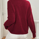 Lune cardigan casual de mujer de un solo botonadura, de manga larga y hombros caidos, en unicolor, para otono/invierno