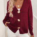 Lune cardigan casual de mujer de un solo botonadura, de manga larga y hombros caidos, en unicolor, para otono/invierno