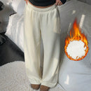 Ezwear pantalones anchos de tiro alto con bolsillo sesgado y cintura elastica para mujer en color beige
