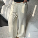 Ezwear pantalones anchos de tiro alto con bolsillo sesgado y cintura elastica para mujer en color beige