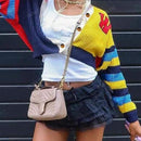 Chaqueta de punto con botones de estilo casual, colorida y con letra, chaqueta de punto de moda, ropa urbana de tendencia