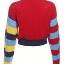 Chaqueta de punto con botones de estilo casual, colorida y con letra, chaqueta de punto de moda, ropa urbana de tendencia