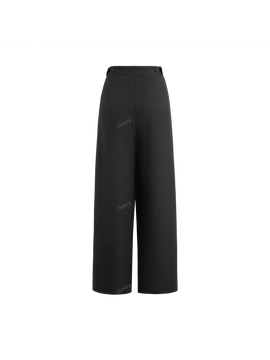 Pantalon palazzo de pierna recta holgado de alta gama con drapeado y correa, nuevos pantalones de vestir de otono e invierno con estilo elegante y casual de longitud hasta el suelo para el trabajo