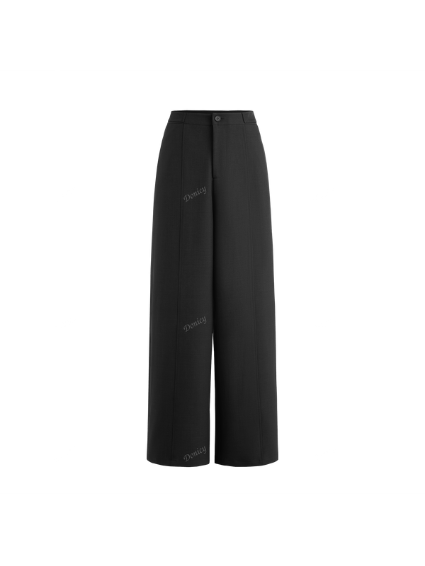 Pantalon palazzo de pierna recta holgado de alta gama con drapeado y correa, nuevos pantalones de vestir de otono e invierno con estilo elegante y casual de longitud hasta el suelo para el trabajo