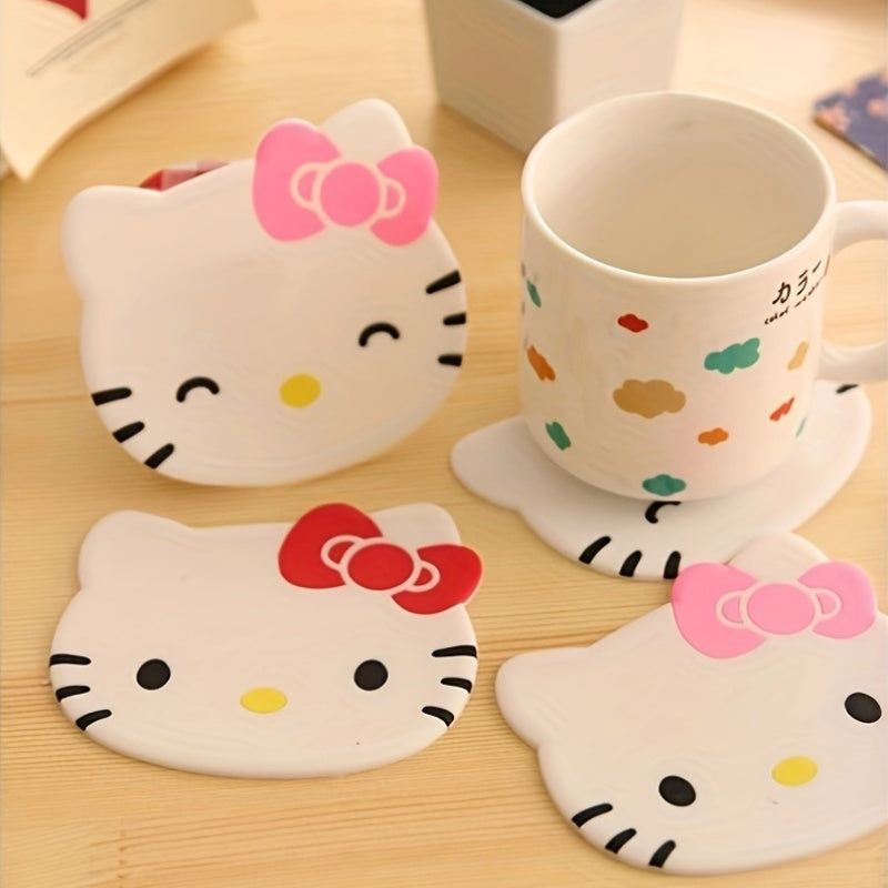 Posavasos resistentes al calor de Sanrio for hello kitty, 1 pieza de alfombrillas de aislamiento térmico de dibujos animados, juego de posavasos antideslizantes.