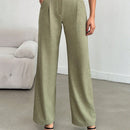 Pantalones anchos de lino solido para mujer