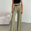 Pantalones casuales anchos de pierna ancha con cintura alta y pliegues para mujeres