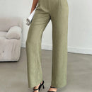 Pantalones casuales anchos de pierna ancha con cintura alta y pliegues para mujeres