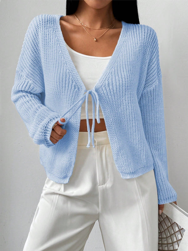 Essnce cardigan suelto y delgado de mujer con lazo adelante
