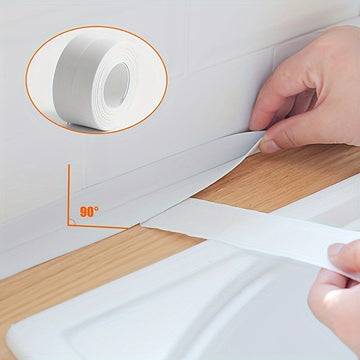 Rollo de Cinta Adhesiva Blanca Autoadhesiva con Tapa Impermeable para Baño y Cocina, Tira Selladora Ideal para Lavabo del Baño y Cocina, Accesorios de Baño Súper Pegajosos