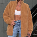 Chaqueta oversize de felpa color amarillo mostaza