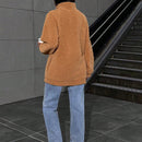 Chaqueta oversize de felpa color amarillo mostaza