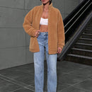 Chaqueta oversize de felpa color amarillo mostaza