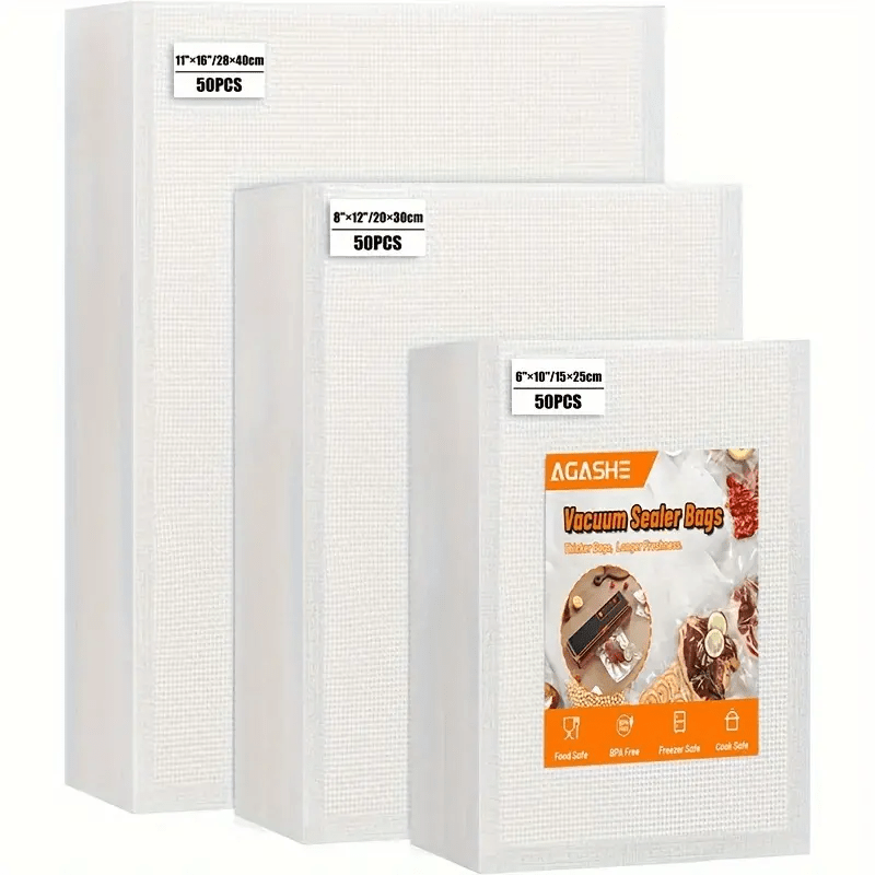 Bolsa de vacío para alimentos de varios tamaños Bolsa de vacío para sellar alimentos Embalaje de vacío para alimentos Bolsa de sellado de vacío desechable Accesorios de cocina, Bolsa de sellado de vacío desechable - Duradera, organización de cocina multi