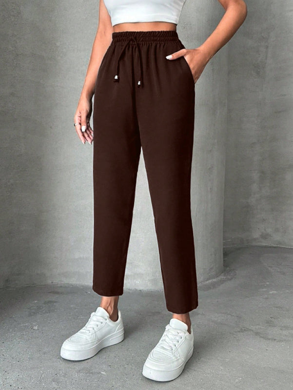 Pantalones petite con cordon, bolsillos en diagonal