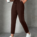 Pantalones petite con cordon, bolsillos en diagonal