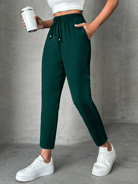 Pantalones petite con cordon, bolsillos en diagonal