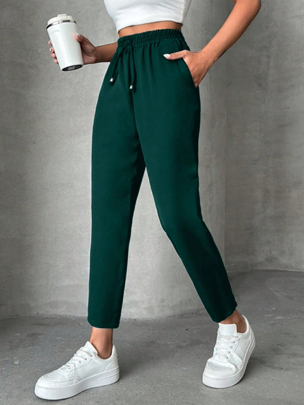Pantalones petite con cordon, bolsillos en diagonal