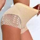 3 piezas pantis de cintura alta con encaje y control de barriga, bragas sexy levanta pompis