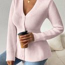 Lune cardigan elegante de mujer con cuello en v, cintura cenida y volantes en el bajo