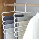Colgador de pantalones de plástico de 5 niveles ahorrador de espacio, organizador versátil de armario para pantalones, faldas, bufandas con organización para el hogar