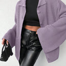 Cardigan de manga larga con botones y cuello para mujer, de estilo minimalista